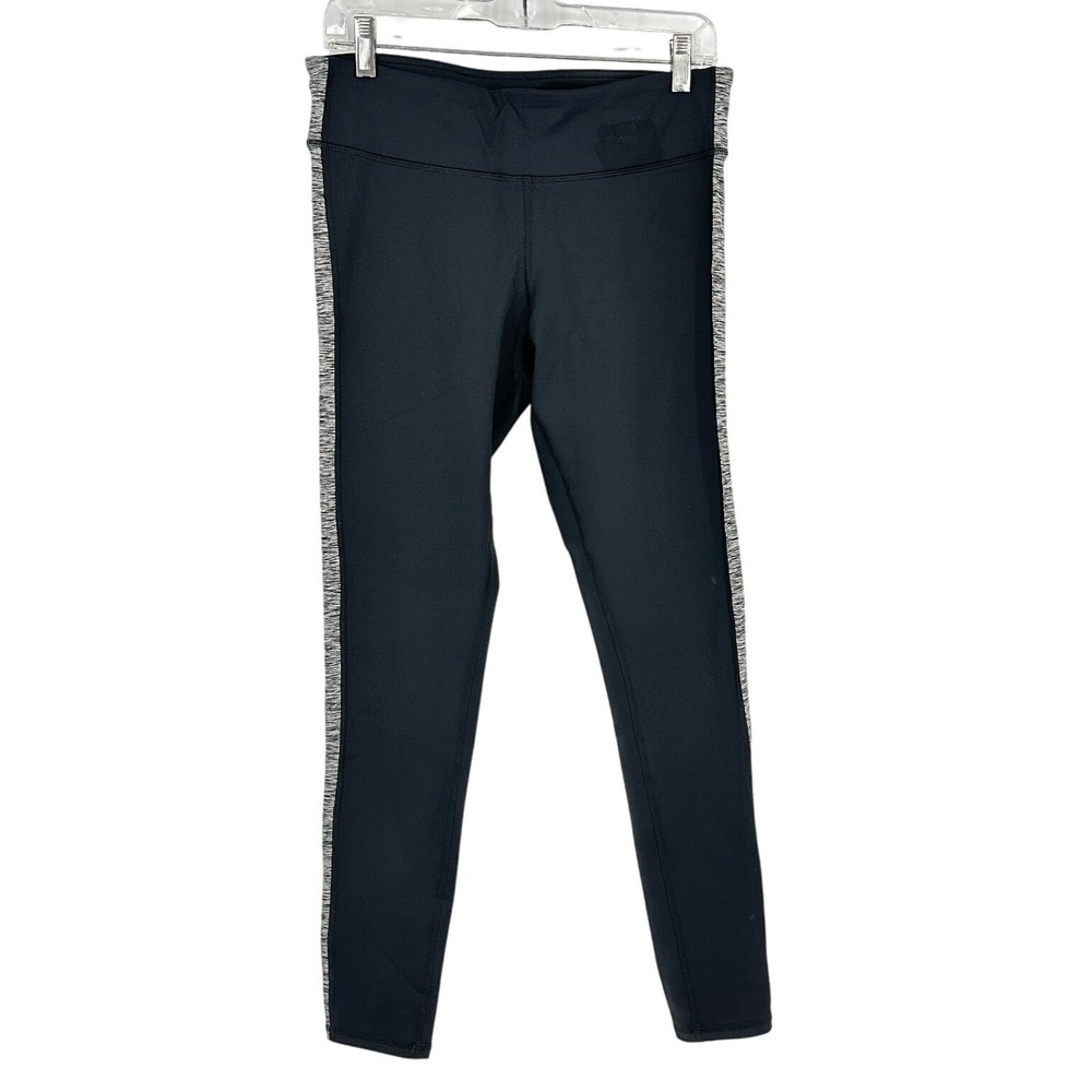 Champion Duo Dry Leggings Women L Black Contrast Side Stripe